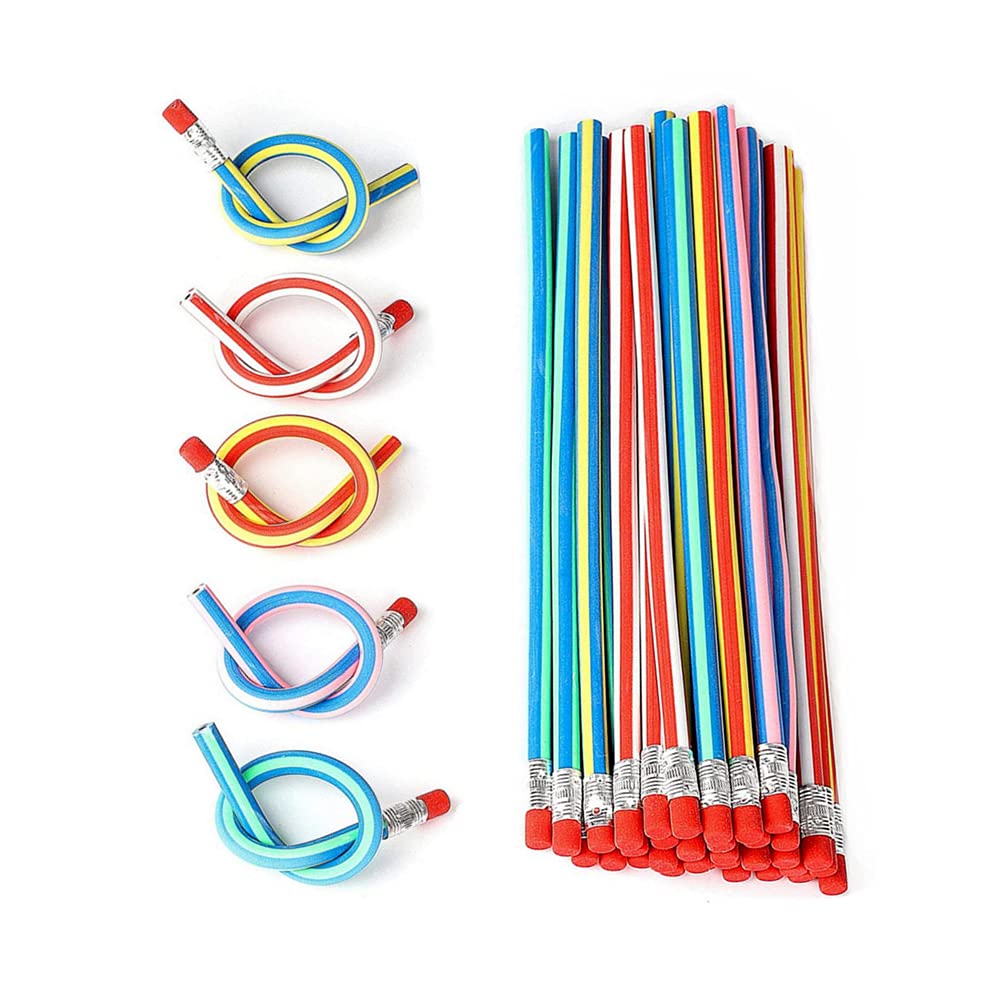 CO BN Flexible Bendy Pencils Bending Pencils Pack of 50 Colour Strips with Eraser Fun and Practical Magic Pencils
