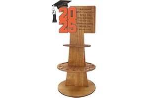 ABTOLS 2025 Graduation Gift Money Holder, Wooden 2025 Graduation Money Holder Double-Layer Cash Holders with 25 Hole DIY Unique Money Holder Cash Gift for Graduation Party Supplies(Orange)