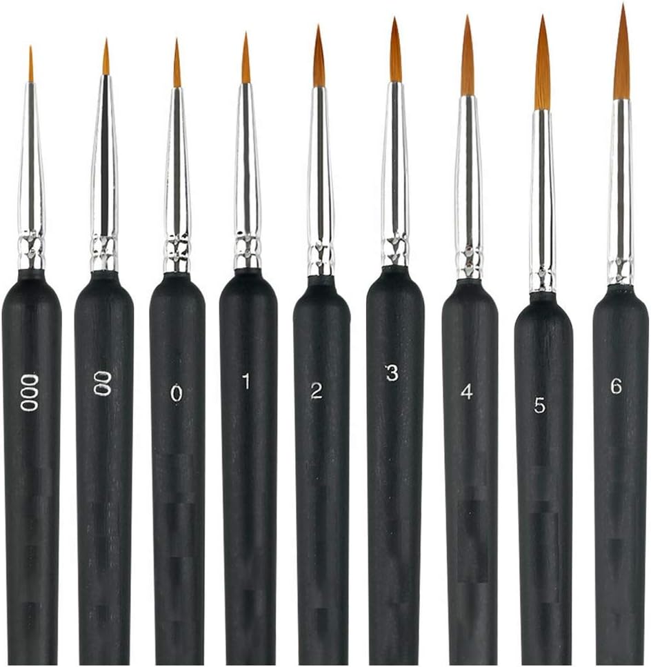Aderpmin 9X Miniature Paint Brush Set Weasel Hair Brush Fine Detail Art Nail Oil Painting