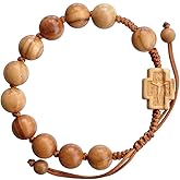 Rosary Bracelet Adjustable Olive Wood light 10mm