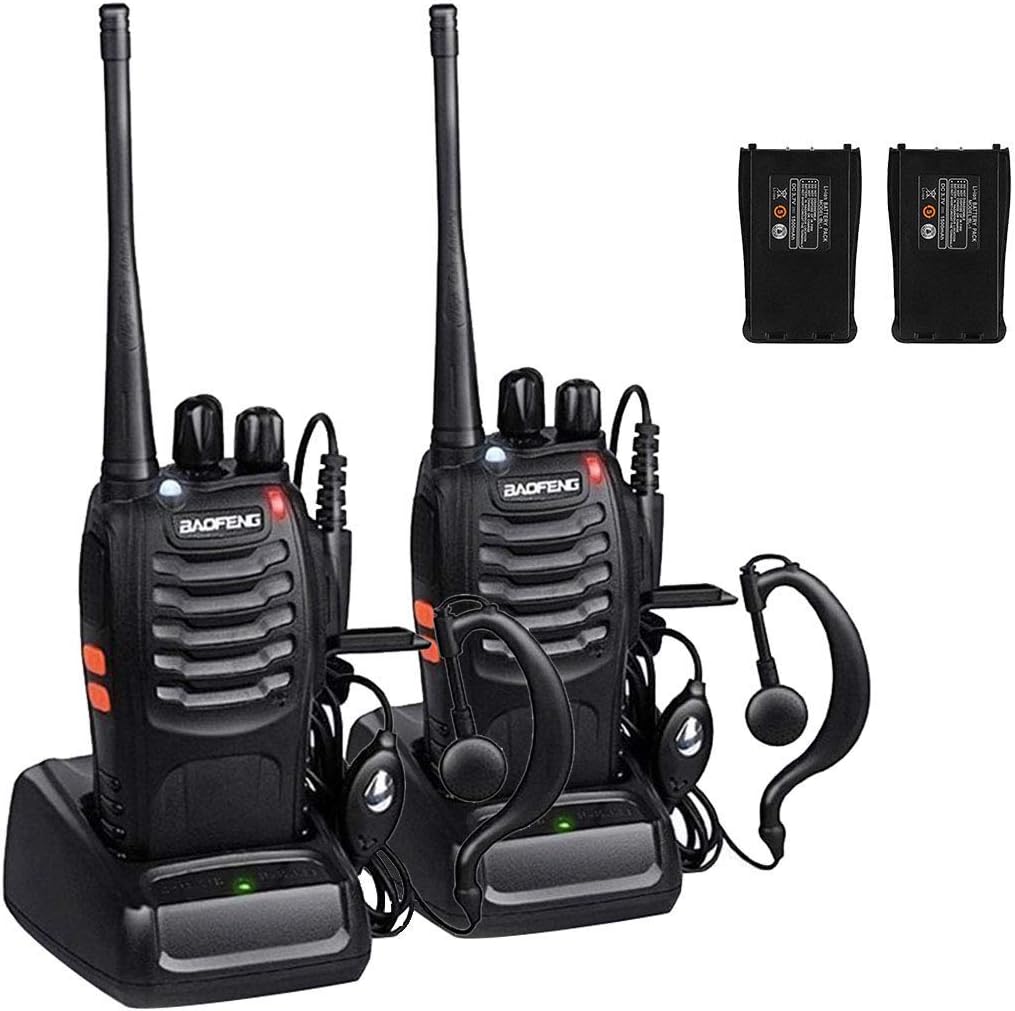 Walkie Talkies, Sunreal BF-888S Long Range Rechargeable Two Way Radios with Original Earpiece (Pack of 2)