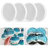 RESINWORLD 4 Pack 4 inches Thick Round Coaster Molds, Coaster Silicone Molds for Resin Casting, Geode Agate Silicone Coaster 