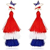Colorful Layered Tassel Earrings Bohemian Statement Tiered Tassel Holiday Dangle Drop Earrings for Women Christmas