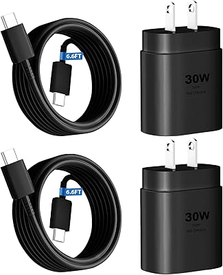 30W USB C Phone 15 Charger Fast Charging Block for iPhone 15/15 Pro Max/15 Pro/15 Plus/Samsung Galaxy S23 Ultra/S23/S23+/S22/S22 Ultra/S22+/S21 Ultra/S20 Ultra/Note 20 & 6.6Ft USB C Charger Cable