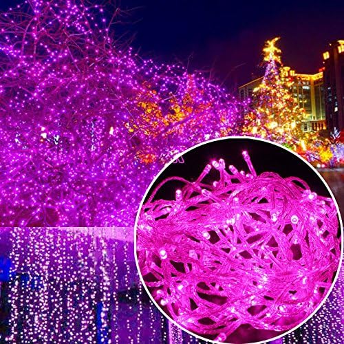 SENKAUTO LED Fairy String Light Holiday 50ft 200 LEDs Outdoor Lighting for Christmas Party Decoration Waterproof (Pink)