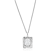 JEAN RACHEL JEWELRY 925 Sterling Silver Necklace for Women - Octagon Cubic Zirconia Prong-set Vintage Design - Hypoallergenic, Lead & Nickel Free Jewelry - Artisan Handcrafted Statement Necklace