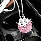 Dual USB Car Charger Bling Bling Handmade Rhinestones Crystal Car Decorations for Fast Charging Car Decors Pink for iPhone, iPad Pro/Air 2/Mini, Samsung Galaxy Note 9 8 S9 S9+,LG, Nexus, HTC, etc