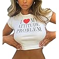 Woxlica I Heart Top y2k Graphic Baby Tees Summer Crop Top for Women