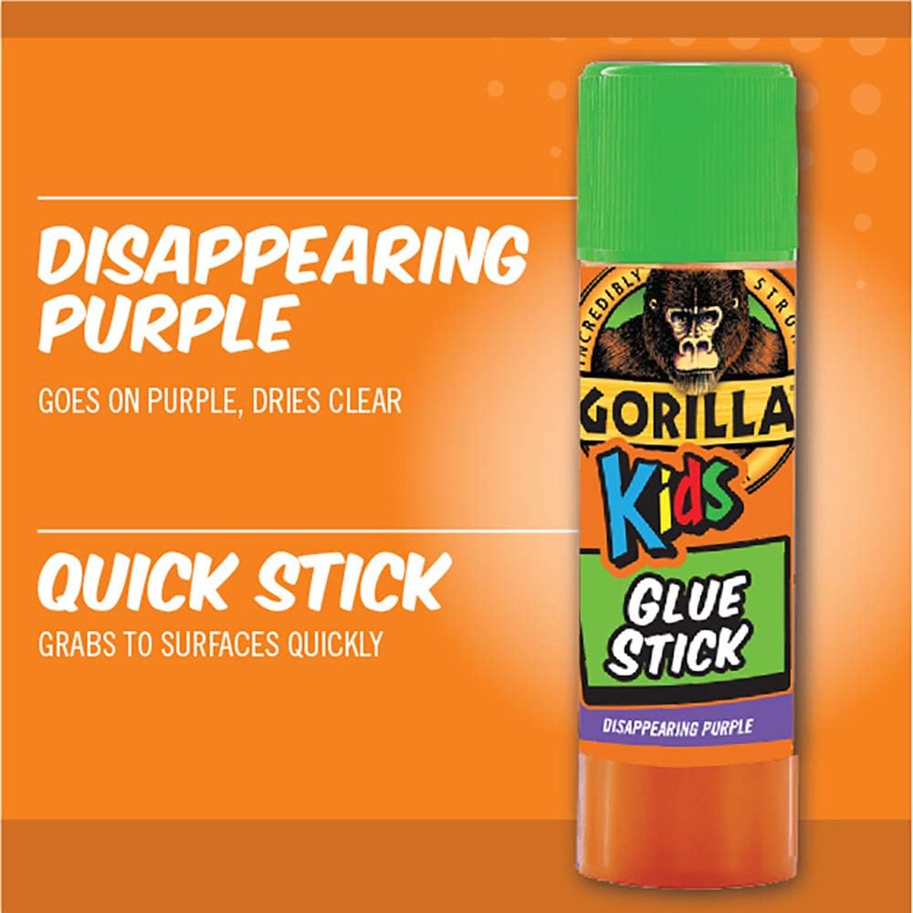 Gorilla Kids Disappearing Purple Glue Sticks, Six 6 gram Sticks, (Pack of 1): Home Improvement