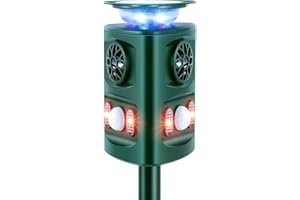 HACARUIZV Solar Ultrasonic Animal Repeller 2025, Rechargeable 360° Motion Sensor Deer Repellent Devices, Deer Deterrent with Flashing Light, Repel Dogs Cat Skunk Rabbit Squirrels Yard Garden Outdoor