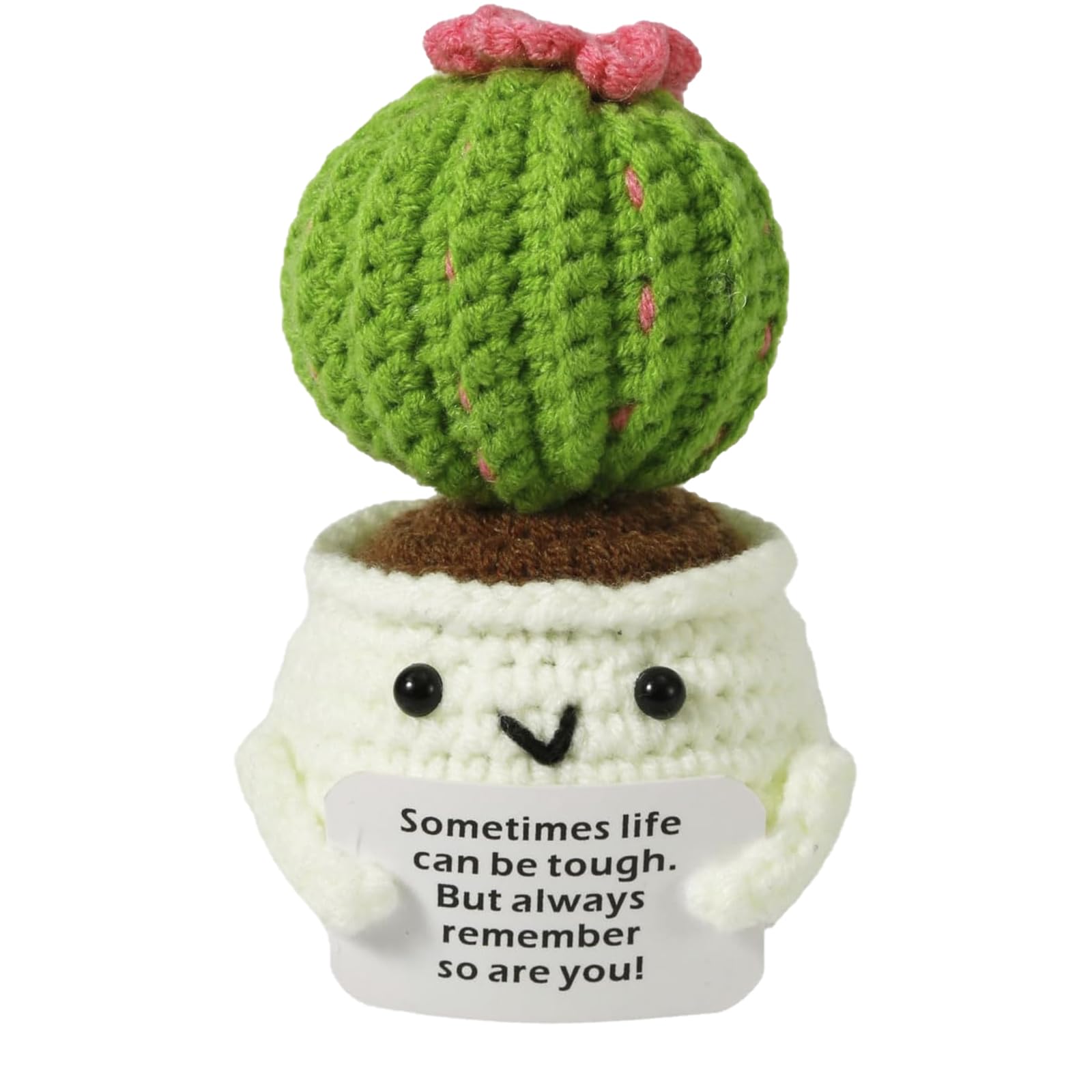 INBOLM Positive Gifts Positive Crochet Crochet Positive Cactus Positive Cactus Crochet Comes with an Encouragement Card Suitable for Adults Children Friends Rooms Offices Desktop Decorations