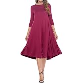 iconic luxe Women's Swing Midi Dress &ndash; 3/4 Sleeve Flowy A-Line Tunic &ndash; Soft, Stretchy, Comfortable, and Versatile
