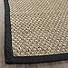 SAFAVIEH Area Rug 4x6 - Natural Fiber Collection - Natural & Black, Seagrass, Basketweave Pattern with Border (NF114C)