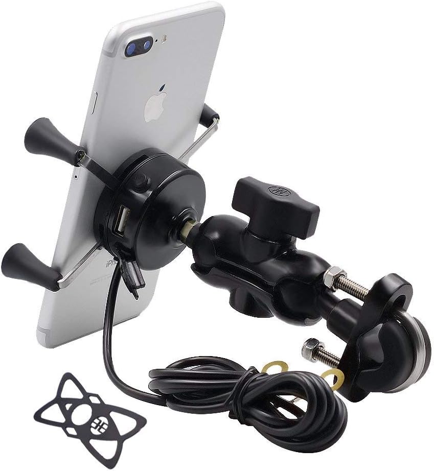 TurnRaise Universal Motorrad Halterung Drehbare HandyHalter mit USBLadegerät für 3.5 to 6 inch