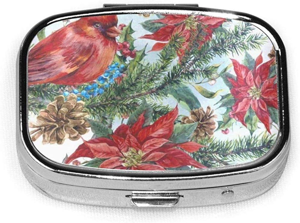 Square Pill Case With 2 Compartment Portable For Pocket Purse Travel