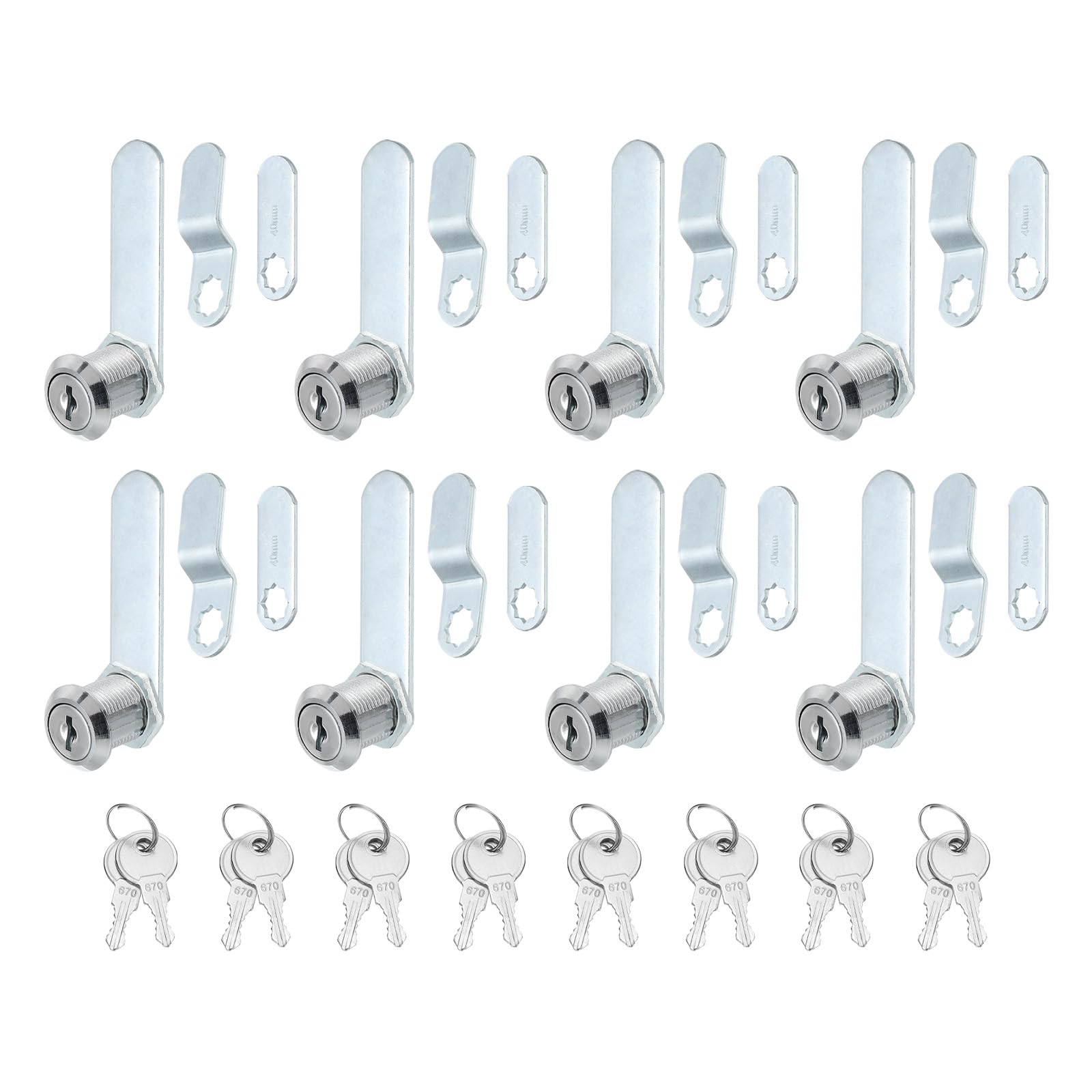 PATIKIL 1/8 Inch Cabinet Locks with Keys, 8 Pack Zinc Alloy Cam Lock Cylinder RV Lock Set Key Different for Cabinet RV Drawer Storage Door Tool Box, Silver