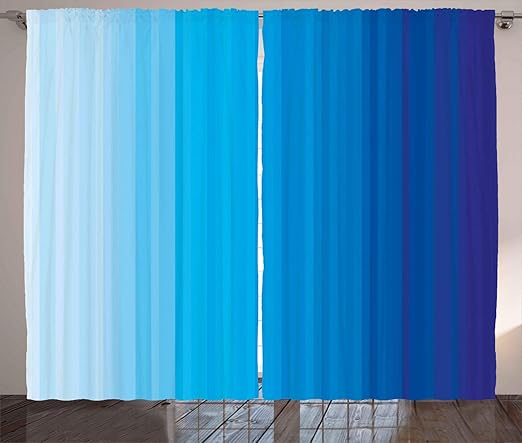 Amazon Com Ambesonne Blue Curtains Abstract Vertical Striped