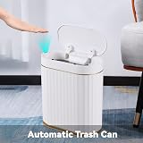 ELPHECO 9L Slim Wireless Motion Sensor Bathroom Trash Can White Gold Trim view 7