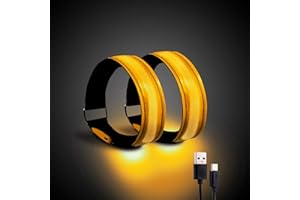 OMKHE Running Light for Runners (2 Pack) Rechargeable LED Armband Reflective Running Gear, LED Light Up Band for Joggers Bikers Walkers