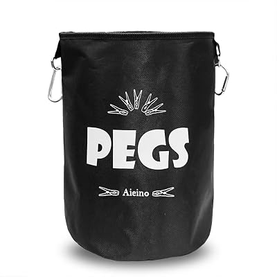 Aieino Large Peg Bag with Drawstring and Hook – Holds up to 200 Pegs, Waterproof