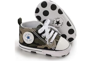 KIDSUN Unisex Baby Boys Girls High Top Sneaker Soft Anti-Slip Sole Newborn Infant First Walkers Canvas Denim Shoes