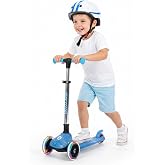 Kicknroll Toddler Scooter Light Up 3 Wheel Kids Scooters for Ages 2-8 | LED Light-Up Wheels, 4 Adjustable Handlebar, Easy Assembly, Lightweight, Wide Anti-Slip Deck, Lean to Steer, Max Load 110 lbs