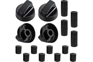 4 Pack Universal Oven Control Knobs Replacement with 12 Adapters (Black),Compatible with Most Stoves, Ranges and Kitchen Appl