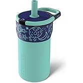 BrüMate Leap 12oz 100% Leakproof Kids Tumbler with Handle and Silicone Soft Straw | Drop Resistant Silicone Sleeve | For Kids 4+ | Insulated Stainless Steel | Cup Holder Friendly | 12oz (Outer Space)