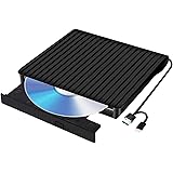External CD DVD Drive USB 3.0 and Type-C Portable CD/DVD Player for Laptop CD Drive Reader Writer Burner Compatible with Lapt