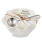 Mud Pie Salsa Ceramic Dip Cup Set, Nacho, White