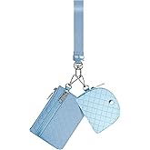 Lavarach Keychain Wristlet Wallet for Women Zippered Dual Pouch Wristlet Nylon Coin Purse Small Wallet with Key Ring