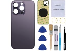 Perzework OEM Rear Back Glass Replacement for iPhone 14 Pro 6.1 inches with Reparing Tool Kit and Manual (Deep Purple)