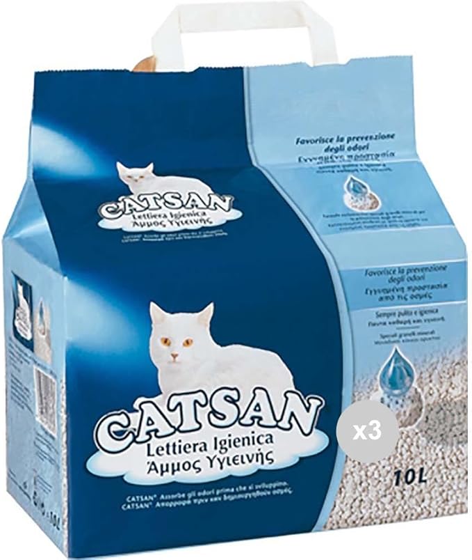 Catsan Set 3 Lettiera Gatti lt 10 igienica Cura degli Animali Domestici