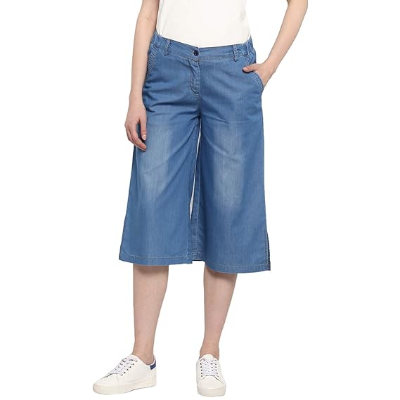 light blue denim culottes