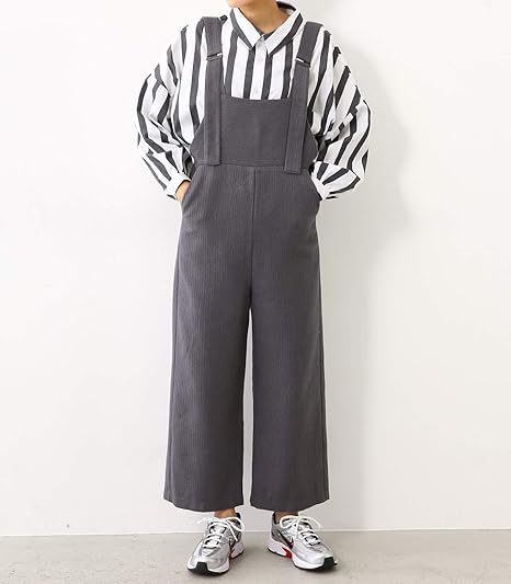 Amazon ロデオクラウンズ ワイドボウル オールインワン ストライプ サロペット 4bah33 00 Free グレー レディース オールインワン 通販