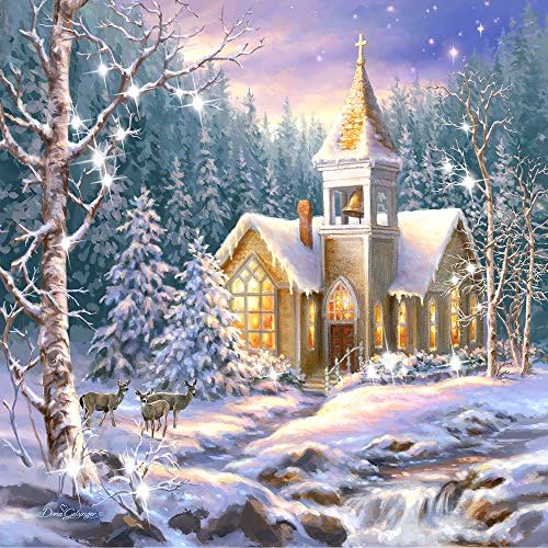Glow Decor Christmas Chapel Pizazz Print with Swarovski Crystals, Multi