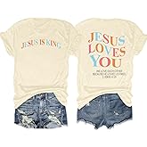 Christian Shirts for Women Jesus Loves You Faith Shirt Religious Graphic Tees Bible Verse Inspirational Tee