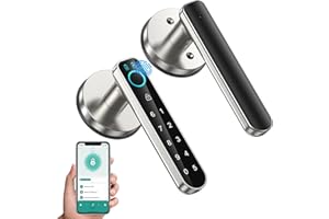 OFFTV Fingerprint Door Lock-Smart Door knob,biometric Door Lock，with passcode keypad keyless Entry Door Handle，for Bedroom Home Hotel Office Apartment (Silver with APP)