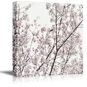 Square Canvas Wall Art - Tree Branch Blooming Flowers in Spring - Giclee Print Gallery Wrap Modern Home Art Ready to Hang - 12x12 inches
