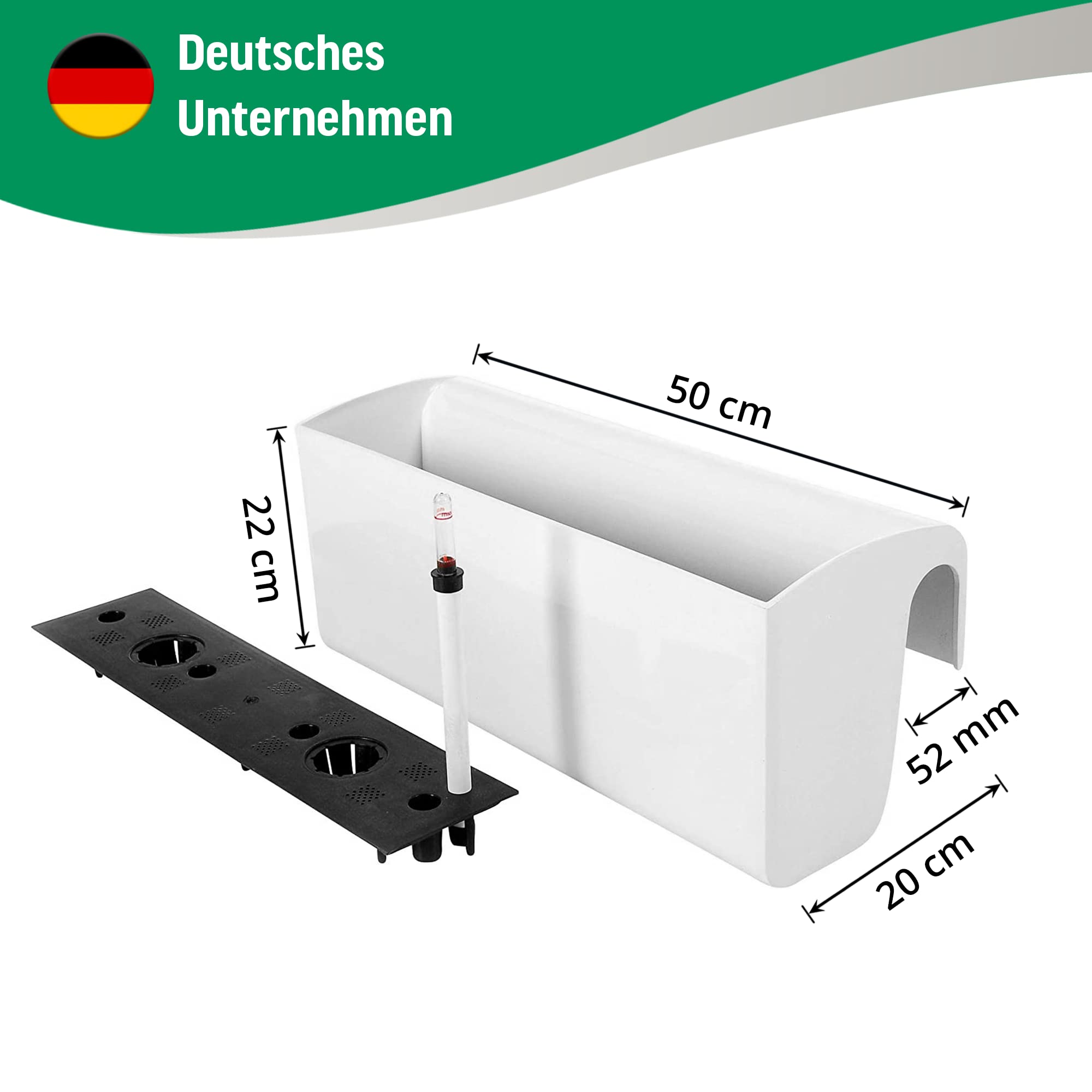 VIVANNO Balkona Classico Balkonkasten mit Halterung & Wasserspeicher Weiß 6