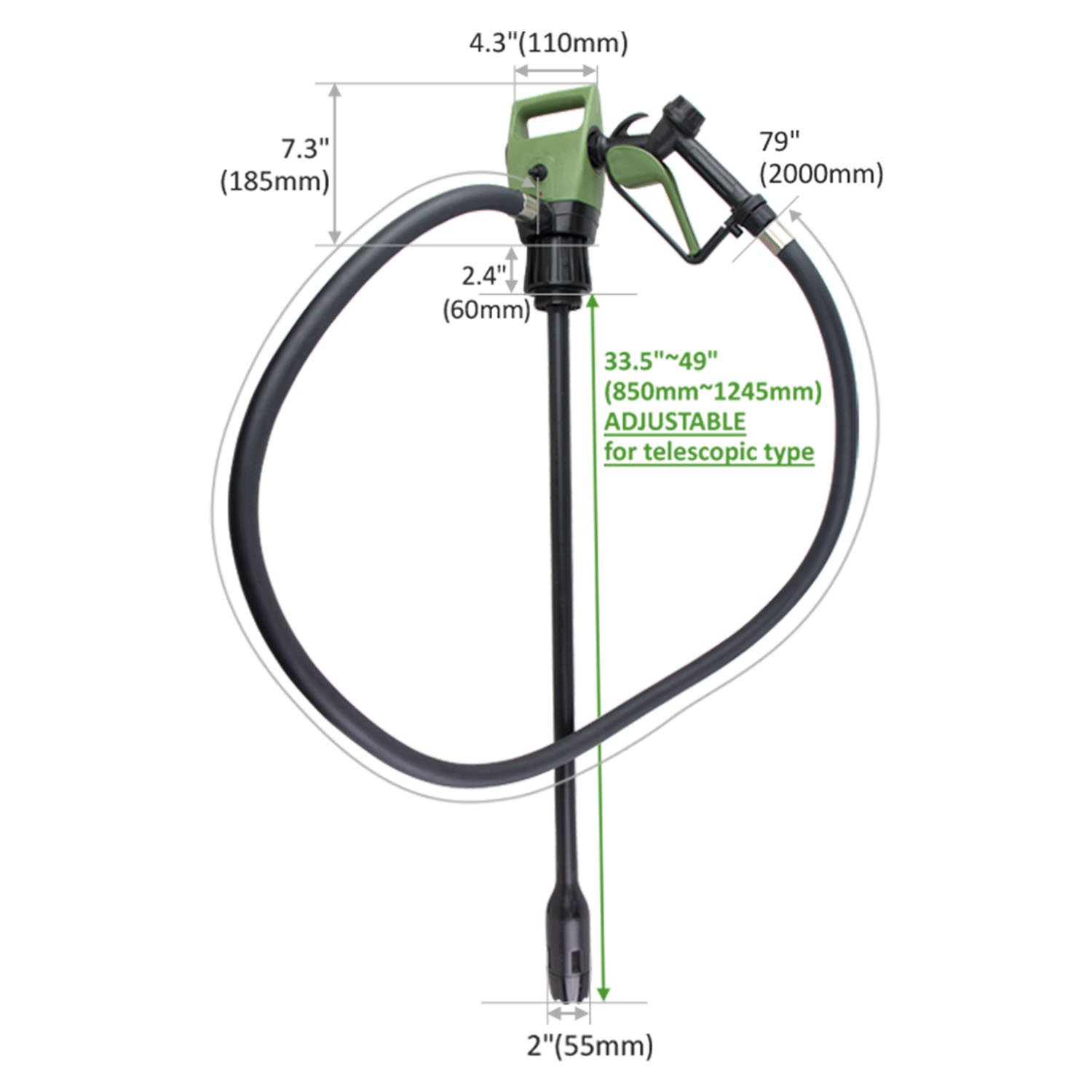 TERA PUMP TReDRUM 33.5" Standard Plugin Electric Drum Barrel Pump for