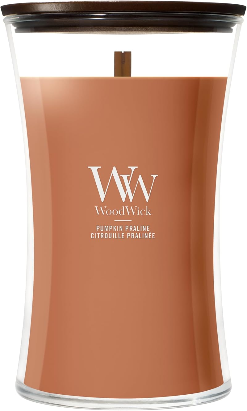 WoodWick Scented Candle Large Hourglass Pumpkin Praline Wood Wick