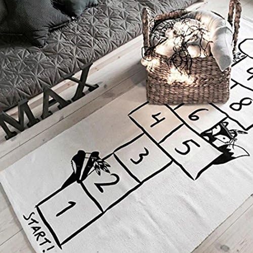 YETOOME Hopscotch Game Rug, Number Play Mat Learning Rug Educational Hop and Count Floor Carpet for Baby Infant Kid Toddler Bedroom Playroom Classroom Playmats