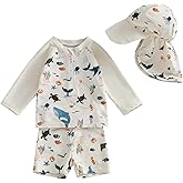 Hnyenmcko Toddler Baby Boys Swim Set Long Sleeve Rashguard Swimsuit Shirt Trunks Infant Bathing Suit Swimwear with Hat
