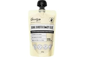 Gevity Rx Bone Broth Body Glue- NATURAL, Go Pouch, Bone Broth Concentrate, 10x more collagen*, The Most Nutrient Dense, Sip-Cook- Create, 100% Grass Fed Beef, 20 servings|5 Litres,7.05 Ounce Pack
