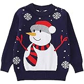 HILEELANG Toddler Boy Girl Christmas Sweater Pullover Reindeer Elk Snowman Sweatshirts Tops