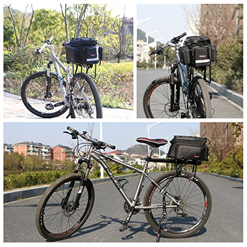 W WHEEL UP Bike Bag Bicycle Rear Seat Adjustable Hooks Reflective Trim and Large Pockets 12-26L Bicycle Trunk Bag with Rain Cover Shoulder Strap Bike Pannier for Road Bikes Mountain