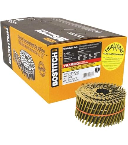Lot De 1250 Clous D'encadrement Bostitch – 4 X 0,150 Pouce, Tête Ronde, 21°