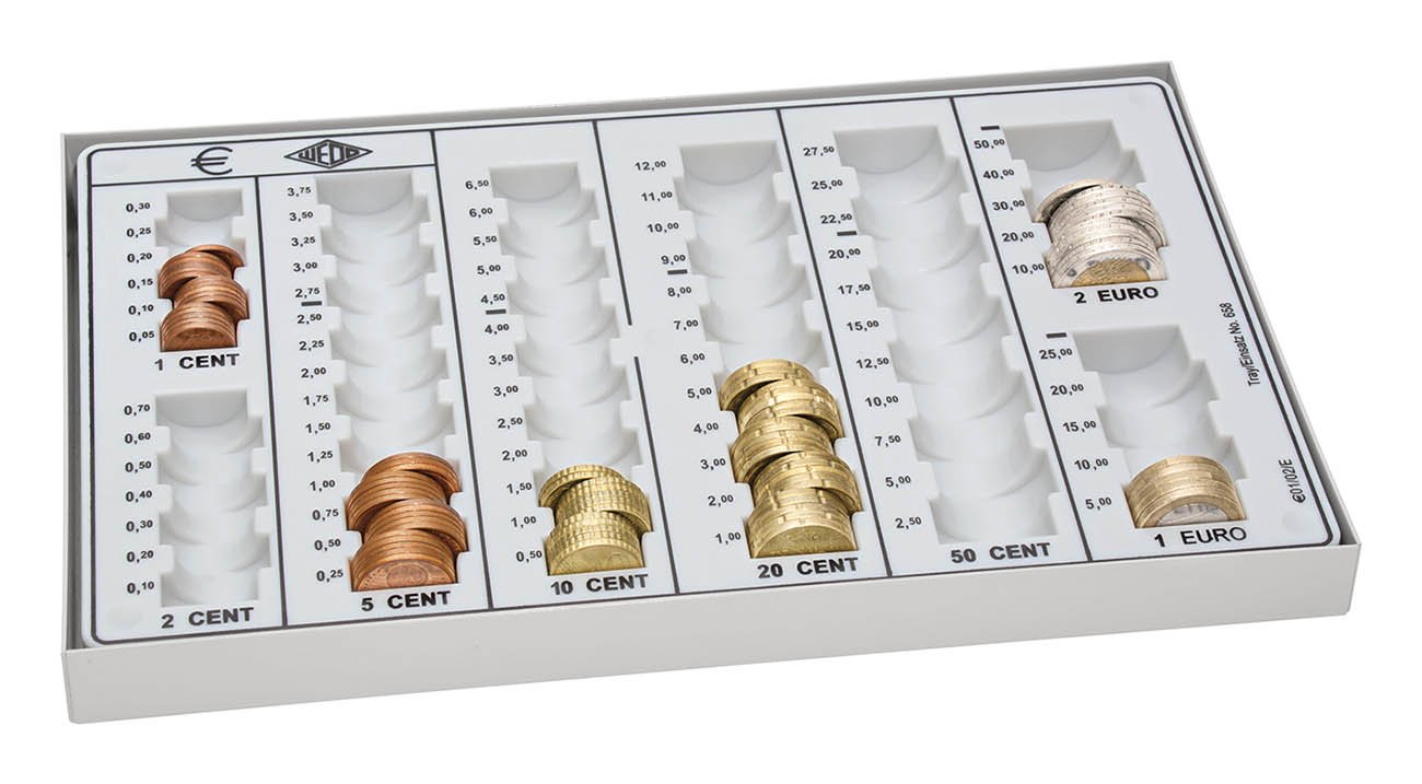 Wedo 160758037 Coin Tray with Metal Base 26.8 x 16.5 x 3.5 cm Light Grey