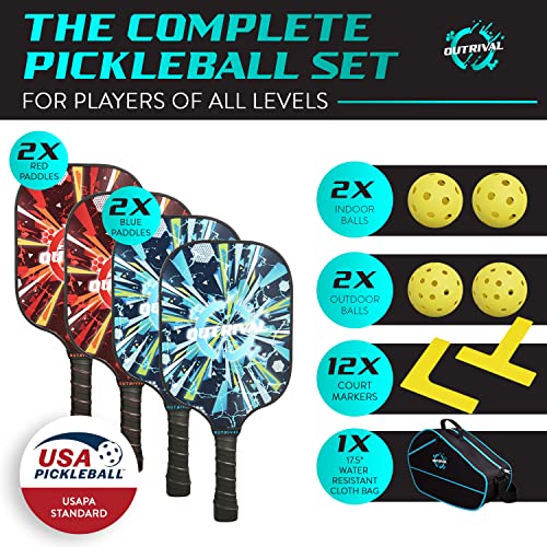 Pickleball Paddle Set of 4 USAPA Standard Pro Fiberglass Pickleball
